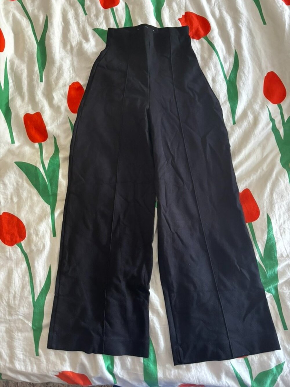 Ripley Rader Black Ponte Knit Wide Leg Pant: Cropped